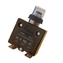 Resettable fuse with button and cap 30A